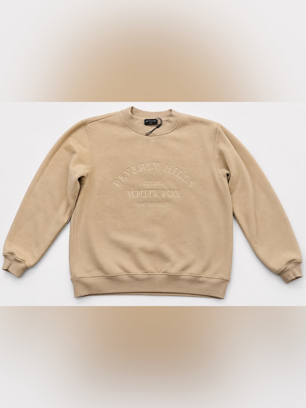 White Fox Boutique Beverly Hills Oversized Crewneck Sweatshirt Beige S/M